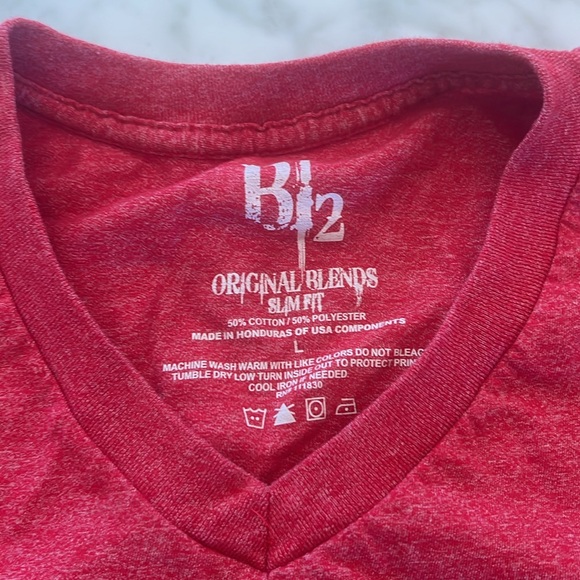 Like new red V-neck slim fit 50/50cotton polyester size large more like a medium - Picture 2 of 3